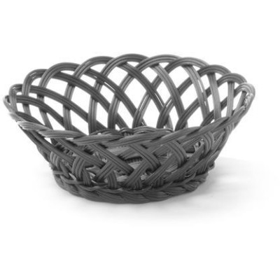 Košík pletený, HENDI, kulatý, Černá, 200x200x(H)65mm