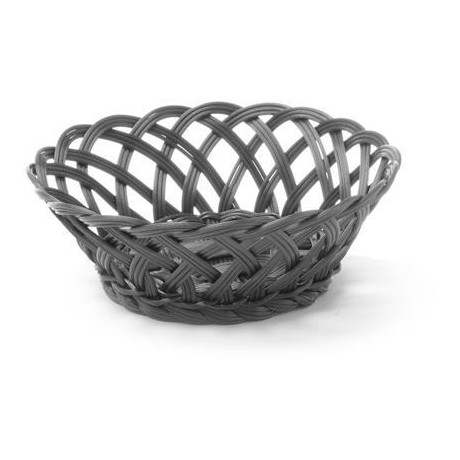 Košík pletený, HENDI, kulatý, Černá, 200x200x(H)65mm