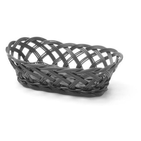 Košík pletený, HENDI, oválný, Černá, 225x130x(H)55mm