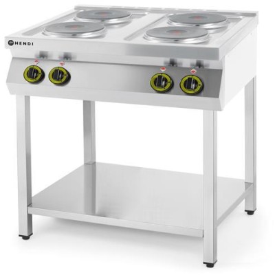 Elektrický vařič Kitchen Line – 4 plotýnky s otevřenou podstavou, HENDI, Kitchen Line, 400V/10400W, 800x700x(H)900mm