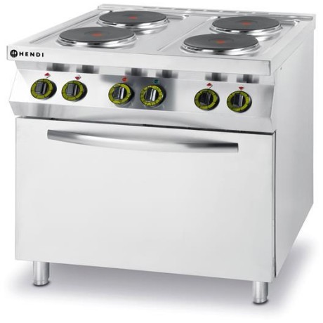 Elektrický vařič Kitchen Line – 4 plotýnky s konvektomatem GN 1/1 , HENDI, Kitchen Line, GN 1/1, 400V/13400W, 800x700x(H)900mm
