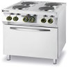 Elektrický vařič Kitchen Line – 4 plotýnky s konvektomatem GN 1/1 , HENDI, Kitchen Line, GN 1/1, 400V/13400W, 800x700x(H)900mm