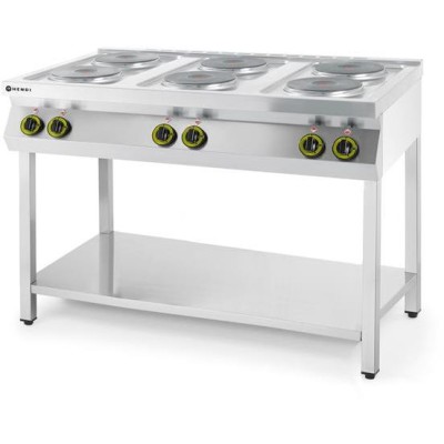 Elektrický vařič Kitchen Line – 6 plotýnek s otevřenou podstavou, HENDI, Kitchen Line, 400V/15600W, 1200x700x(H)900mm