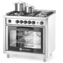 Plynový sporák - 5 hořáků s elektrickou troubou, HENDI, Kitchen Line, Stříbrná, 230V/2900W, 14,3kW, 900x653x(H)900mm