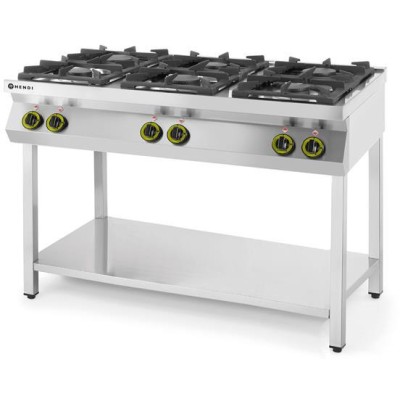 Plynový sporák s otevřeným stojanem na 6 hořáků, HENDI, Kitchen Line, 28,5kW, 1200x700x(H)900mm