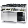 Plynový sporák Kitchen Line 6 hořáků s konvektomatem GN 1/1, HENDI, Kitchen Line, 230V/3000W, 28,5kW, 1200x722x(H)900mm