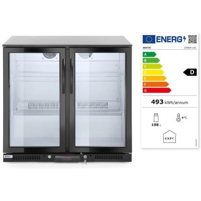 Zadní barová dvoudveřová chladnička, Arktic, 180L, Černá, 220-240V/160W, 900x540x(H)890mm