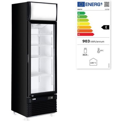 Jednodveřová chladnička s podsvíceným panelem na zadním panelu, Arktic, 254L, Černá, 220-240V/250W, 578x605x(H)1980mm