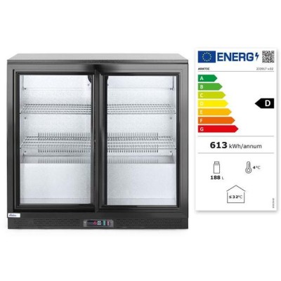 Zadní barová chladnička s dvojitými posuvnými dveřmi, Arktic, 197L, Černá, 220-240V/160W, 900x520x(H)865mm