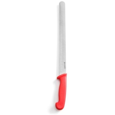 Nůž na šunku a kebab s vroubkovanou čepelí, HENDI, Červená, (L)490mm