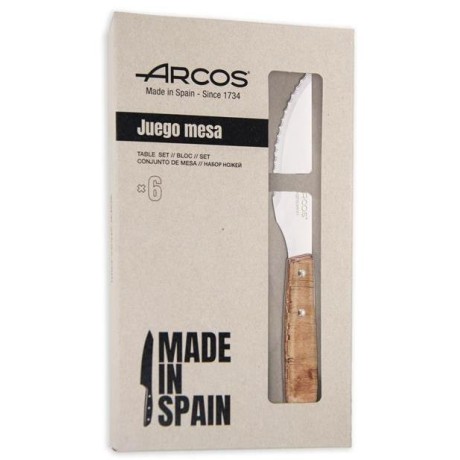Steakový nůž - sada 6 ks, série FOREST, Arcos, Světlé dřevo, 6 ks, (L)220mm