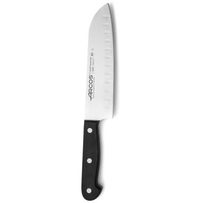 Nůž Santoku s ostřím Granton, řada UNIVERSAL, Arcos, Černá, (L)290mm