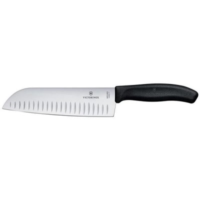 Nůž Santoku s vroubkovanou čepelí, Victorinox, Černá, (L)298mm