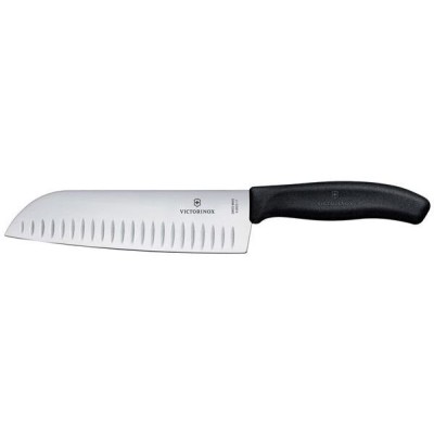 Nůž Santoku s vroubkovanou čepelí, Victorinox, Černá, (L)298mm
