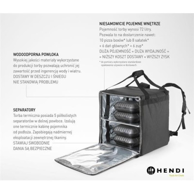 Tepelně izolovaný přepravní batoh, HENDI, 75,2L, Černá, 410x410x(H)480mm