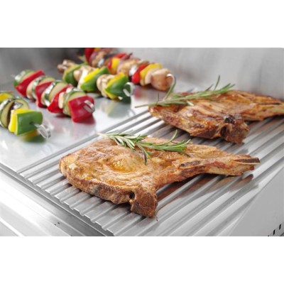 Mřížka s polovičním žebrováním, HENDI, Profi Line, 1/2 plochý, 1/2 žebrovaný, 230V/2400W, 550x435x(H)245mm