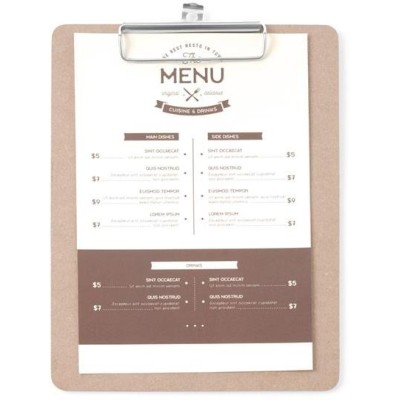 Desky s klipem na menu, HENDI, 185x245mm