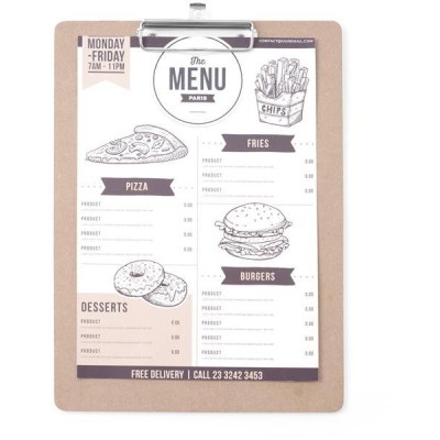 Desky s klipem na menu, HENDI, 240x330mm