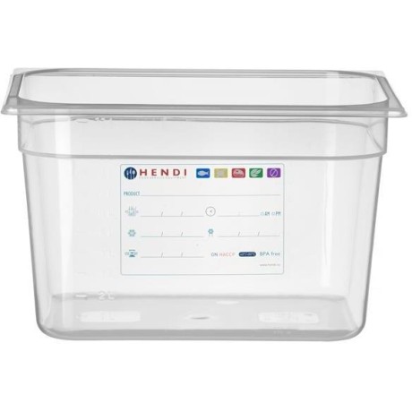 Kontejner GN 1/2 HACCP, HENDI, GN 1/2, 12,5L, Průhledná, 325x265x(H)200mm