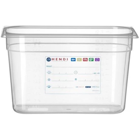 Kontejner GN 1/3 HACCP, HENDI, GN 1/3, 7,8L, Průhledná, 325x176x(H)200mm