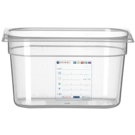 Kontejner GN 1/4 HACCP, HENDI, GN 1/4, 4L, Průhledná, 265x162x(H)150mm