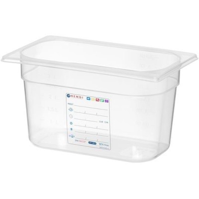 Kontejner GN 1/4 HACCP, HENDI, GN 1/4, 4L, Průhledná, 265x162x(H)150mm