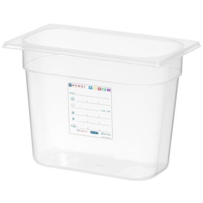 Kontejner GN 1/4 HACCP, HENDI, GN 1/4, 5,5L, Průhledná, 265x162x(H)200mm