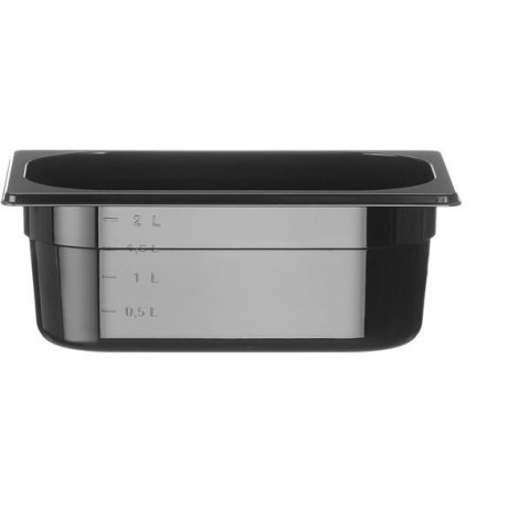Kontejner GN 1/4 černý polykarbonát, HENDI, Profi Line, GN 1/4, 2,8L, Černá, 265x162x(H)100mm