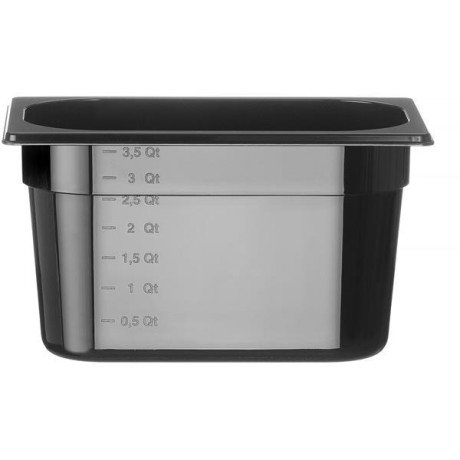 Kontejner GN 1/4 černý polykarbonát, HENDI, Profi Line, GN 1/4, 4L, Černá, 265x162x(H)150mm