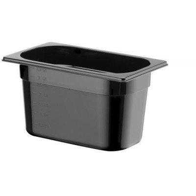Kontejner GN 1/4 černý polykarbonát, HENDI, Profi Line, GN 1/4, 4L, Černá, 265x162x(H)150mm