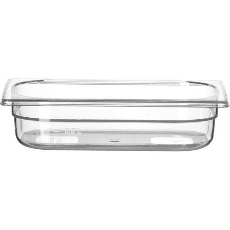 Kontejner GN 1/4 polykarbonát, HENDI, Profi Line, GN 1/4, 1,8L, Průhledná, 265x162x(H)65mm
