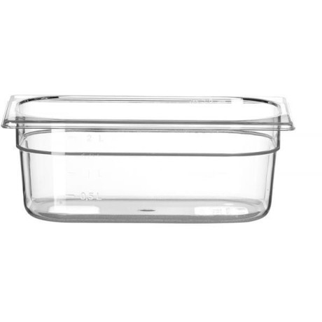Kontejner GN 1/4 polykarbonát, HENDI, Profi Line, GN 1/4, 2,8L, Průhledná, 265x162x(H)100mm