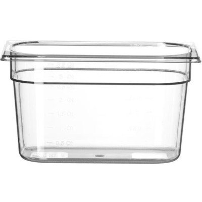 Kontejner GN 1/4 polykarbonát, HENDI, Profi Line, GN 1/4, 5,5L, Průhledná, 265x162x(H)200mm