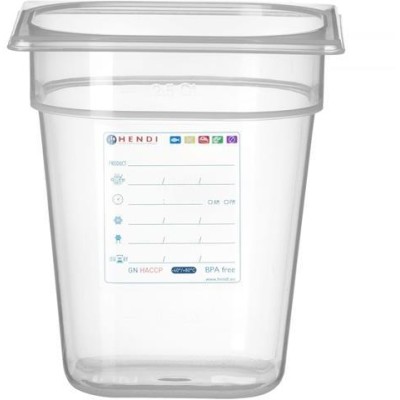 Kontejner GN 1/6 HACCP, HENDI, GN 1/6, 3,4L, Průhledná, 176x162x(H)200mm