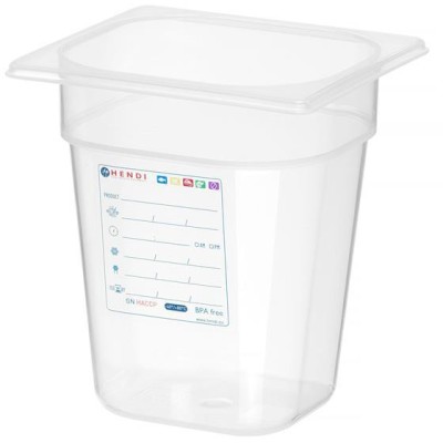 Kontejner GN 1/6 HACCP, HENDI, GN 1/6, 3,4L, Průhledná, 176x162x(H)200mm