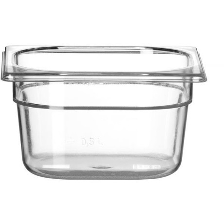 Kontejner GN 1/6 polykarbonát, HENDI, Profi Line, GN 1/6, 1,6L, Průhledná, 176x162x(H)100mm