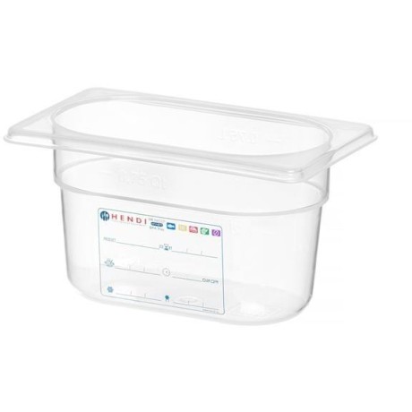 Kontejner GN 1/9 HACCP, HENDI, GN 1/9, 0,9L, Průhledná, 176x108x(H)100mm