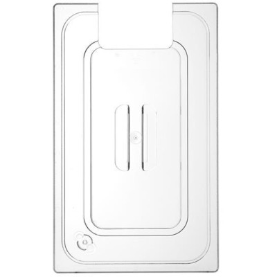 Víko pro polykarbonátové nádoby GN s výřezem pro cirkulační čerpadlo sous vide, HENDI, GN 1/1, Průhledná, 530x325mm
