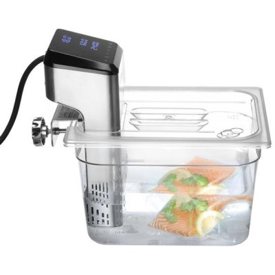 Víko pro polykarbonátové nádoby GN s výřezem pro cirkulační čerpadlo sous vide, HENDI, GN 1/2, Průhledná, 265x325mm