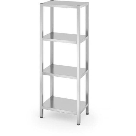Skladový regál se 4 plnými policemi – přišroubovaný, HENDI, Kitchen Line, 600x400x(H)1800mm