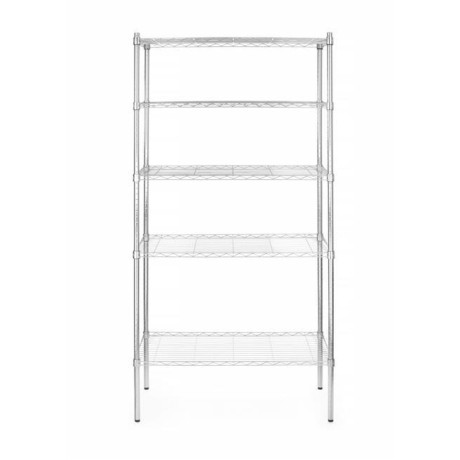 Úložný regál s 5 policemi, HENDI, Chrom, 910x455x(H)1830mm