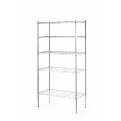 Úložný regál s 5 policemi, HENDI, Chrom, 910x455x(H)1830mm