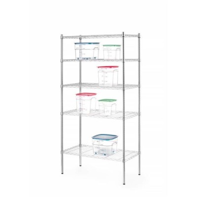 Úložný regál s 5 policemi, HENDI, Chrom, 910x455x(H)1830mm