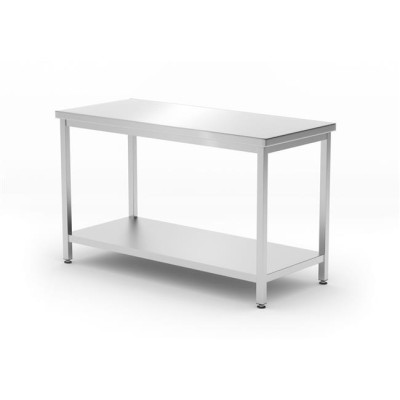 Centrální stůl s policí – přišroubovaný, hloubka 600 mm, HENDI, Budget Line, 1200x600x(H)850mm