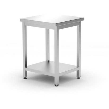 Centrální stůl s policí – přišroubovaný, hloubka 600 mm, HENDI, Budget Line, 600x600x(H)850mm