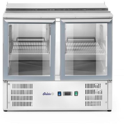 Dvoudveřový prosklený chladicí stůl s odklápěcím víkem, Arktic, 247L, 230V/145W, 900x700x(H)860mm