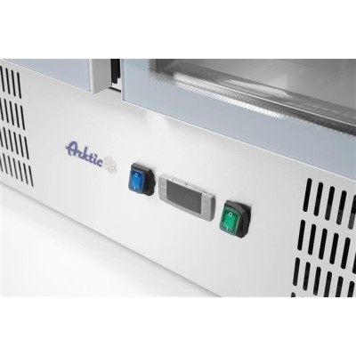 Dvoudveřový prosklený chladicí stůl s odklápěcím víkem, Arktic, 247L, 230V/145W, 900x700x(H)860mm