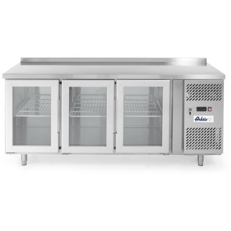 Třídveřový chladicí stůl, prosklený, s postranními skříňkami, Arktic, 420L, 230V/400W, 1795x700x(H)850mm