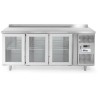 Třídveřový chladicí stůl, prosklený, s postranními skříňkami, Arktic, 420L, 230V/400W, 700x1795x(H)850mm