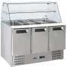 Třídveřový chlazený salátový stůl se skleněným nástavcem, Arktic, 219L, 230V/155W, 695x1365x(H)1270mm